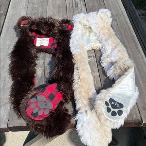 SpiritHoods Furry Animal Scarves - Brown and Cream